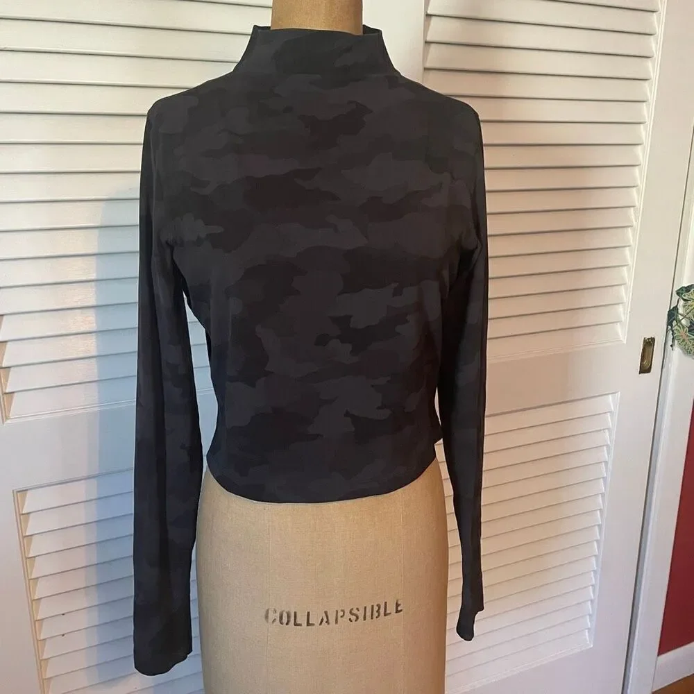 LULULEMON | all aligned mock neck long sleeve nulu heritage 365 camo deep coal
